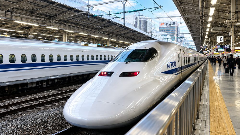 Hikari Shinkansen N700 series at the station platform